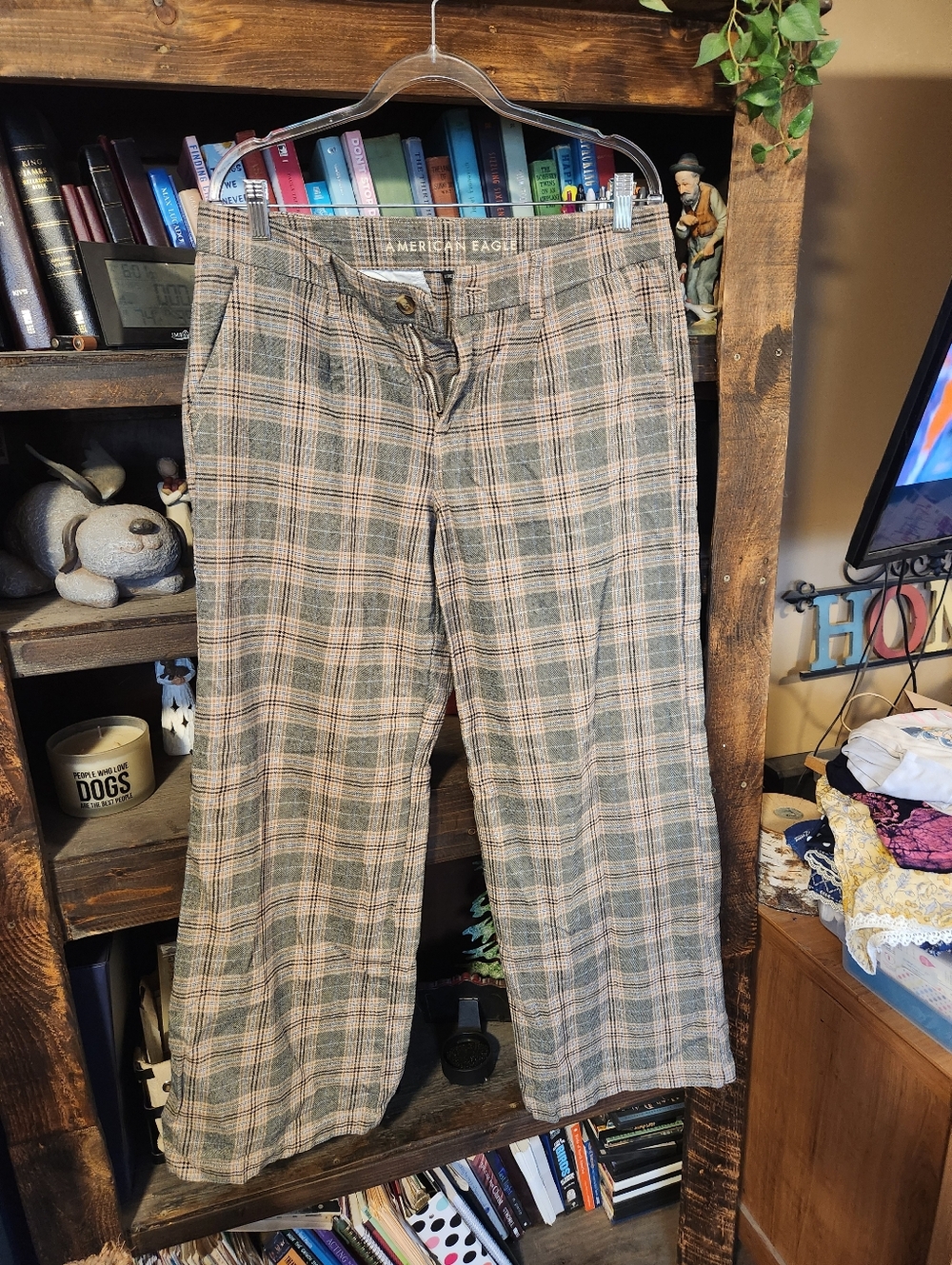 American Eagle Outfitters Tan Plaid Womens Pants
